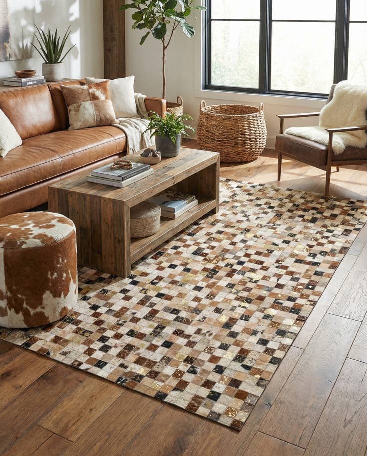 Detail image of 4' 1 x 5' 11 Cowhide - Patchwork Rug
