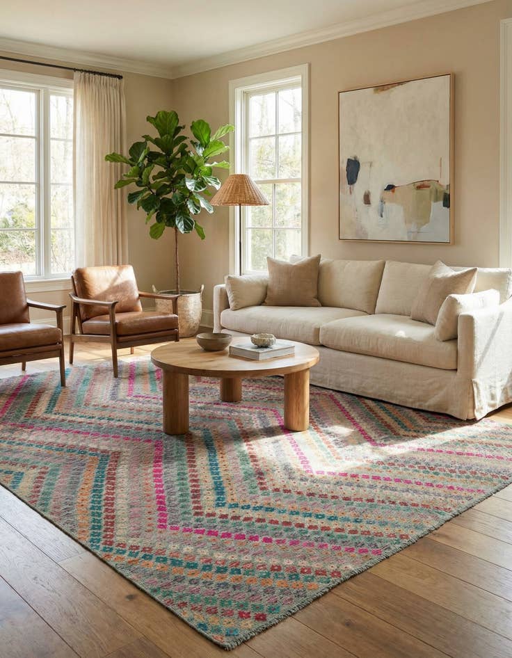 Detail image of 10' 4 x 13'  Hand Woven Kilim Modern Wool Rug