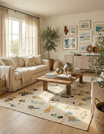 5' 8 x 7' 9 Hand Woven Kilim Suzani Wool Rug