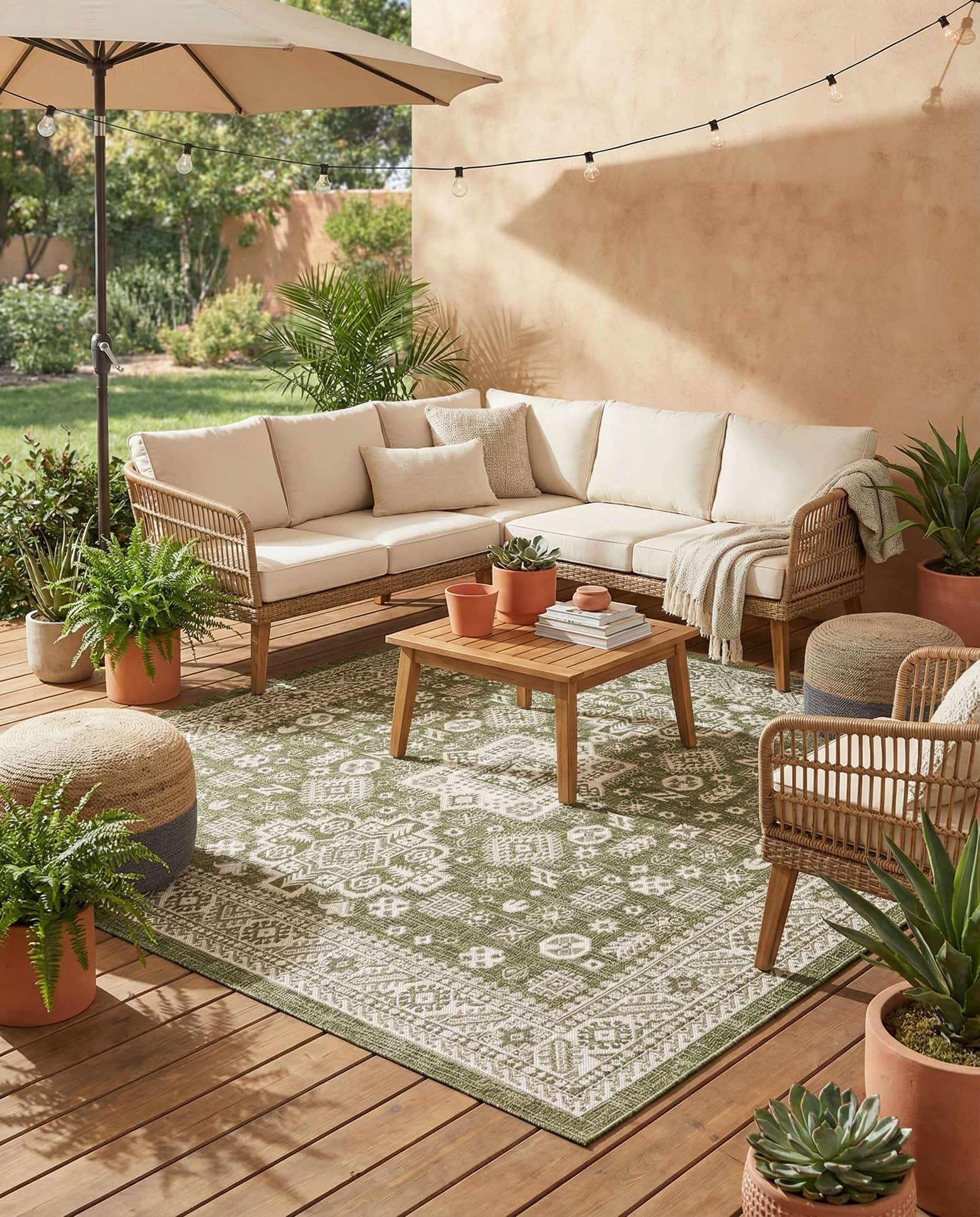 7' 10 x 7' 10 Easy-Clean Aztec Indoor / Outdoor Square Rug
