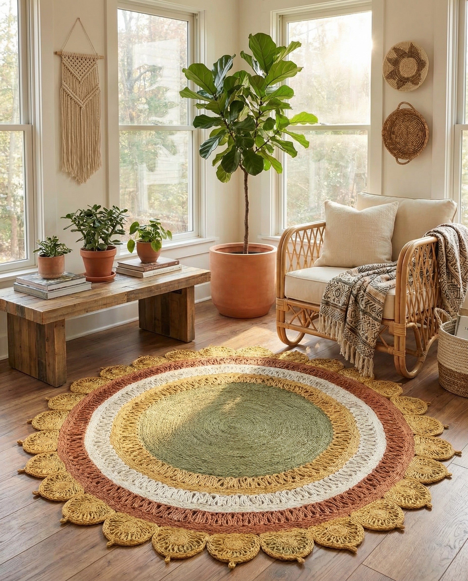  6' 1 x 6' 1  Hand Braided Jute Round Rug