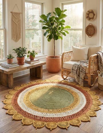 6' 1 x 6' 1 Handmade Braided Jute Round Rug