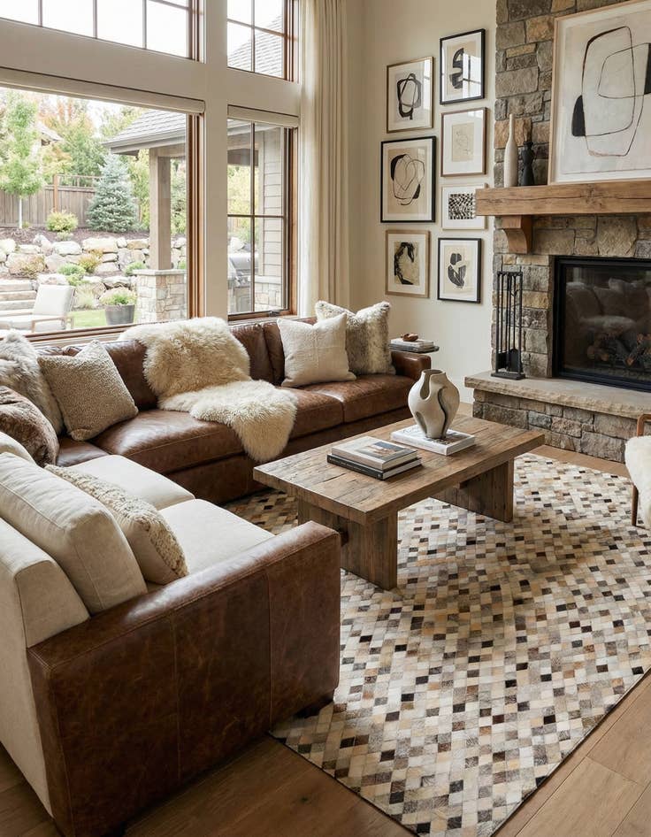 Detail image of 6' 8 x 9' 9 Cowhide Stocks Rug