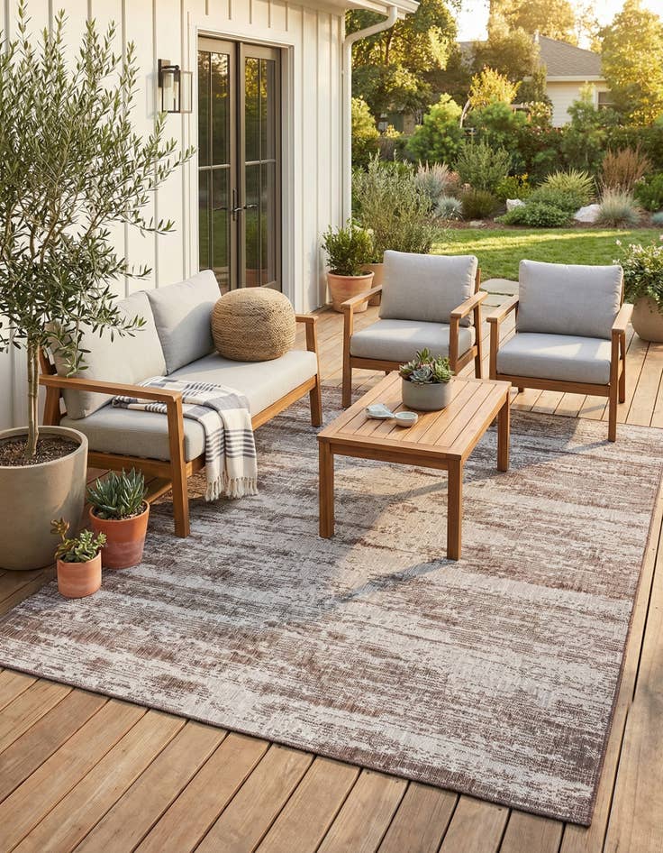 Detail image of 7' 10 x 11'  Washable Modern Indoor / Outdoor Rug