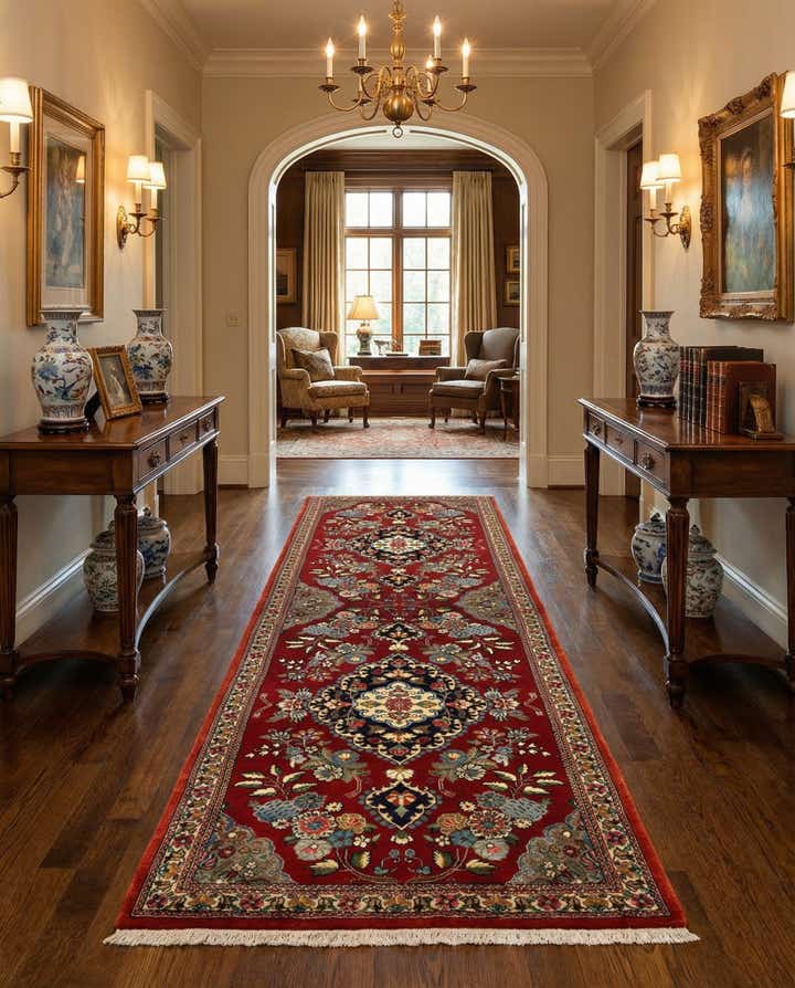 2' 4 x 7' 1 Hand Knotted Qom Persian Runner Rug