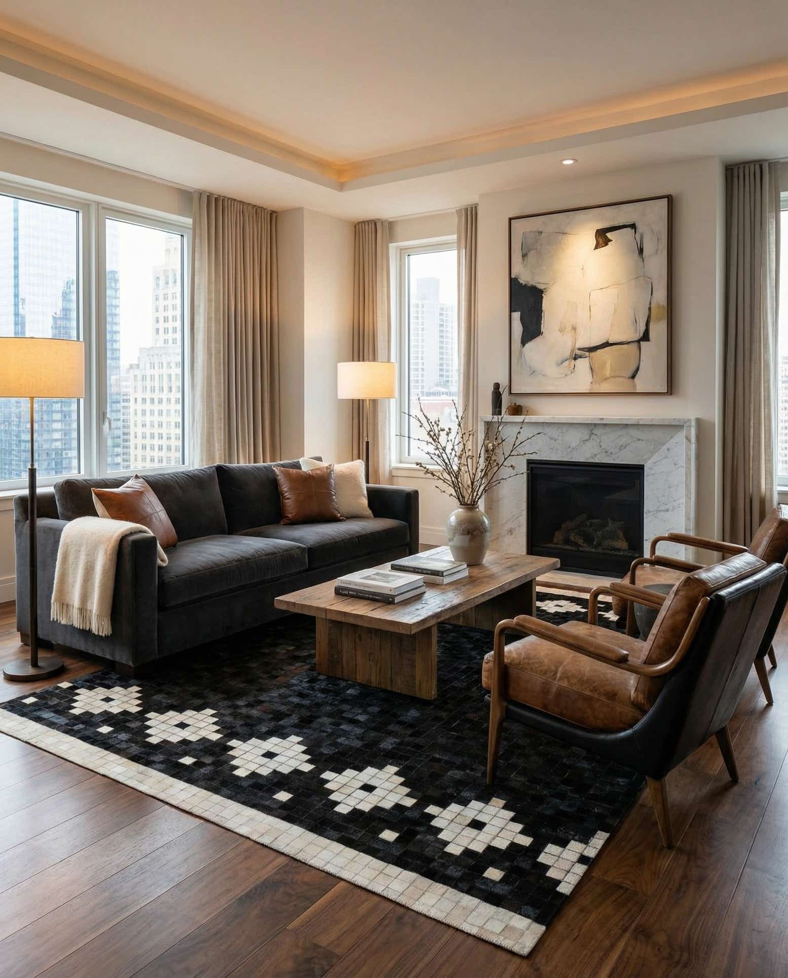 5' 2 x 8' 1 Cowhide Stocks Rug