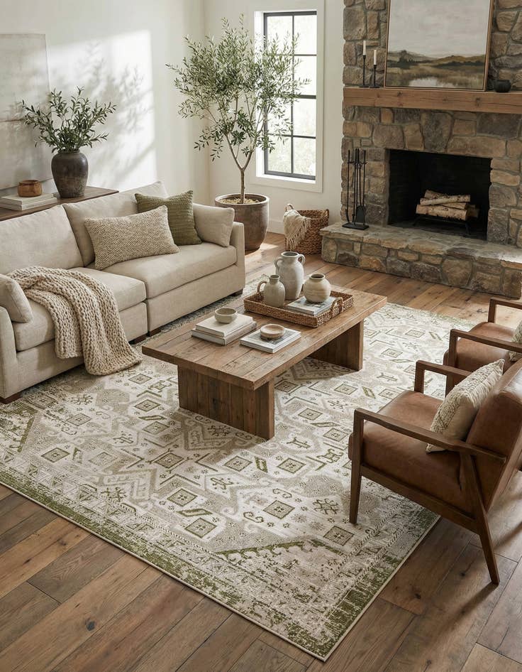 Detail image of 10' x 13'  Washable Aztec Indoor / Outdoor Rug