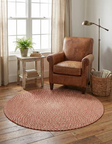 4' 1 x 4' 1 Handmade Tweed Braided Jute Round Rug