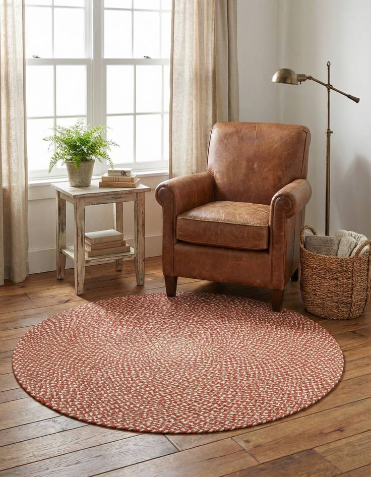 Detail image of  4' 1 x 4' 1  Hand Tweed Braided Jute Round Rug