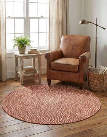 4' 1 x 4' 1 Handmade Tweed Braided Jute Round Rug
