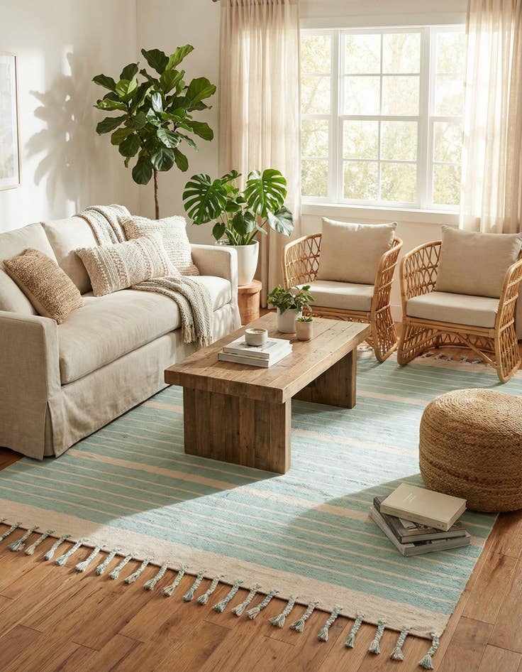 Detail image of  7' 1 x 7' 1  Hand Woven Chindi Cotton Square Rug