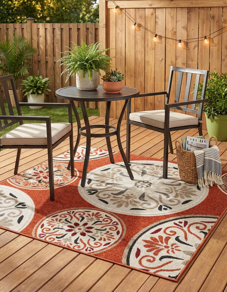 Detail image of 6' x 6' Easy-Clean Modern Indoor / Outdoor Square Rug