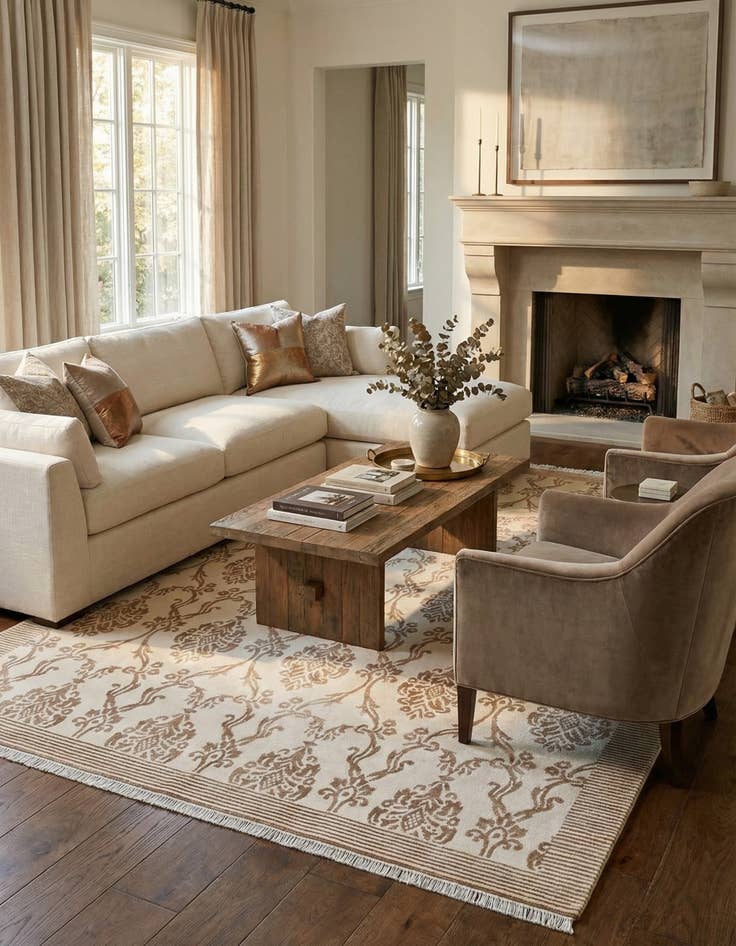 Detail image of 6' 8 x 10'  Hand Knotted Darya Wool Rug