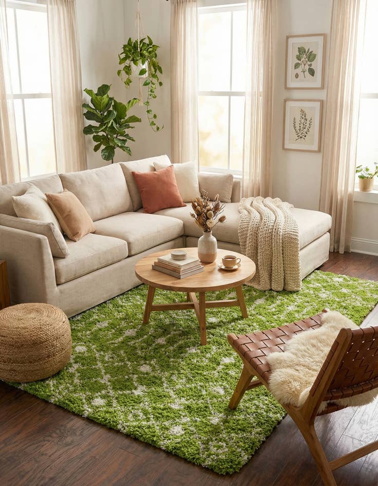 Detail image of  7' 10 x 10' Moroccan Trellis Shag Rug