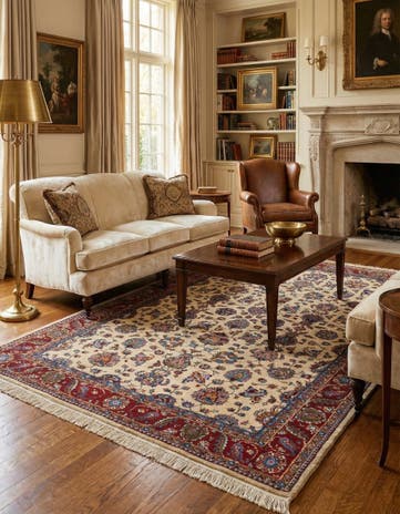 7' 2 x 10' 2 Hand Knotted Kashan Wool Rug