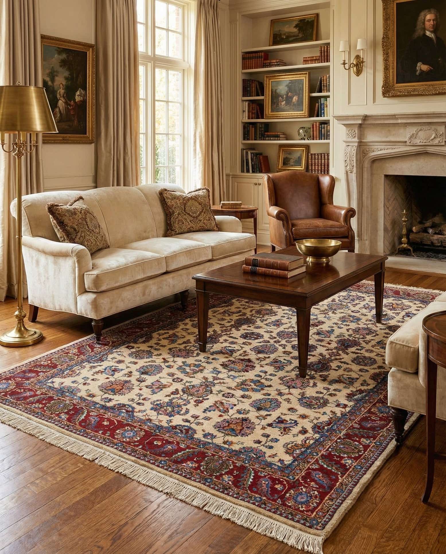 7' 2 x 10' 2 Hand Knotted Kashan Wool Rug