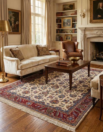 7' 2 x 10' 2 Hand Knotted Kashan Wool Rug