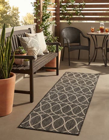 Charcoal Easy-Clean Lattice Indoor / Outdoor Runner Rug