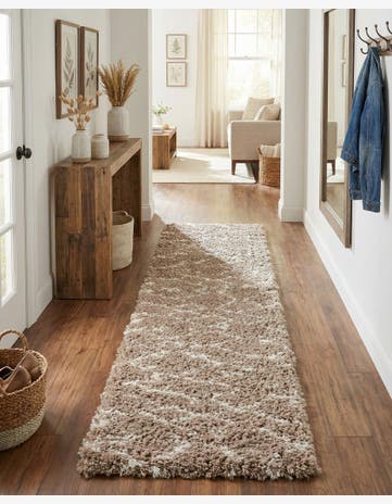 Khaki Infinity Shag Runner Rug