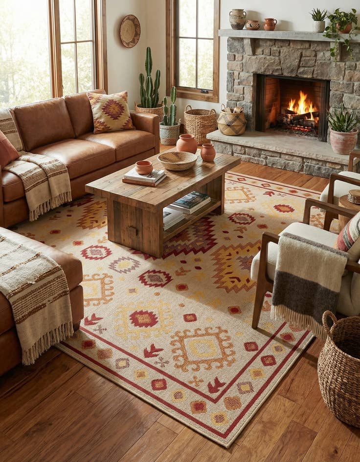 Detail image of 10' x 10' Easy-Clean Baja Indoor / Outdoor Square Rug