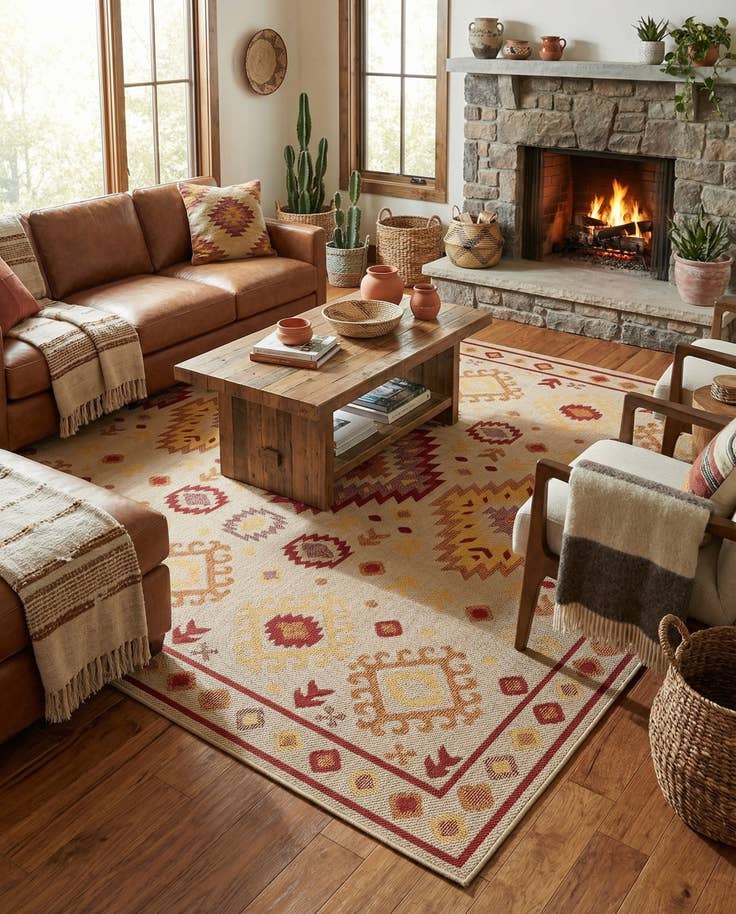 Detail image of 10' x 10' Easy-Clean Baja Indoor / Outdoor Square Rug