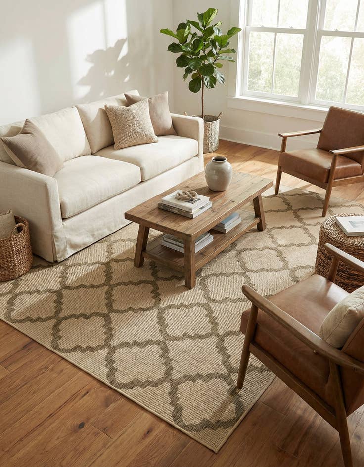 Detail image of  8' x 11' 4  Washable Lattice Indoor / Outdoor Rug