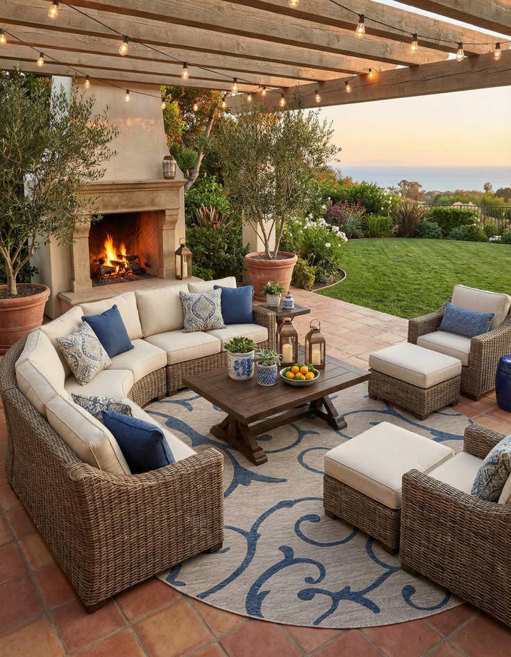 Detail image of 10' 8 x 10' 8  Washable Botanical Indoor / Outdoor Round Rug