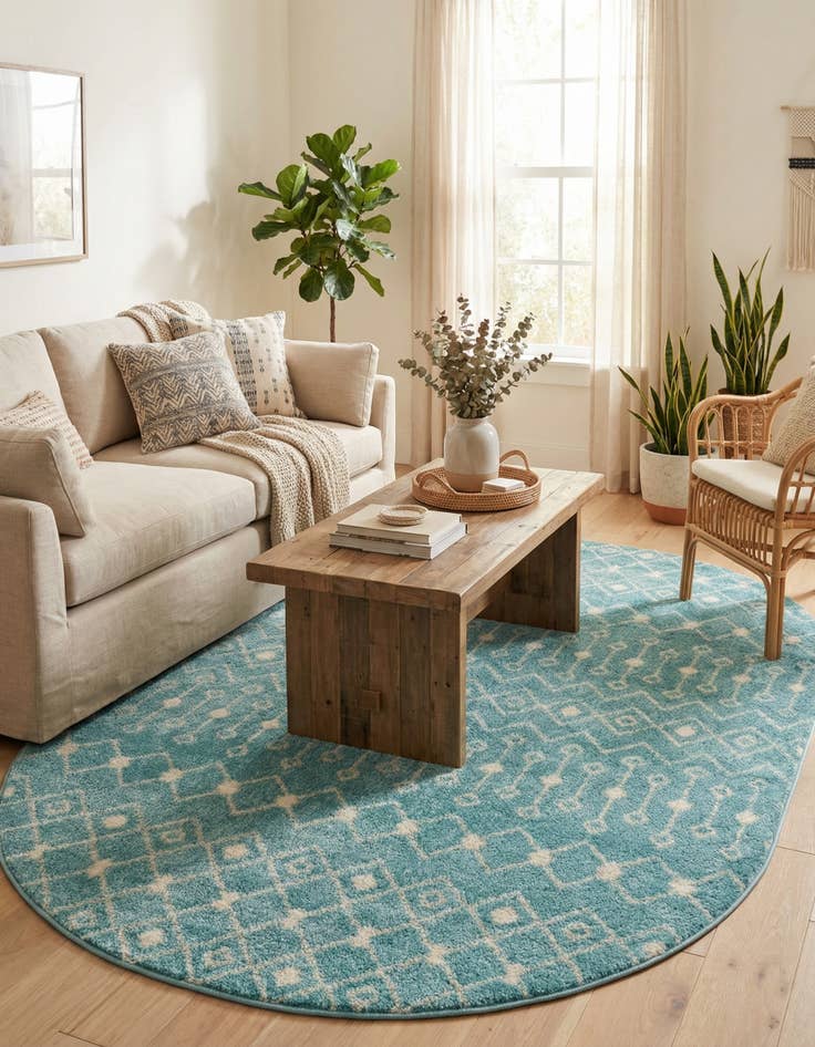 Detail image of 5' 3 x 8' Moroccan Trellis Oval Rug