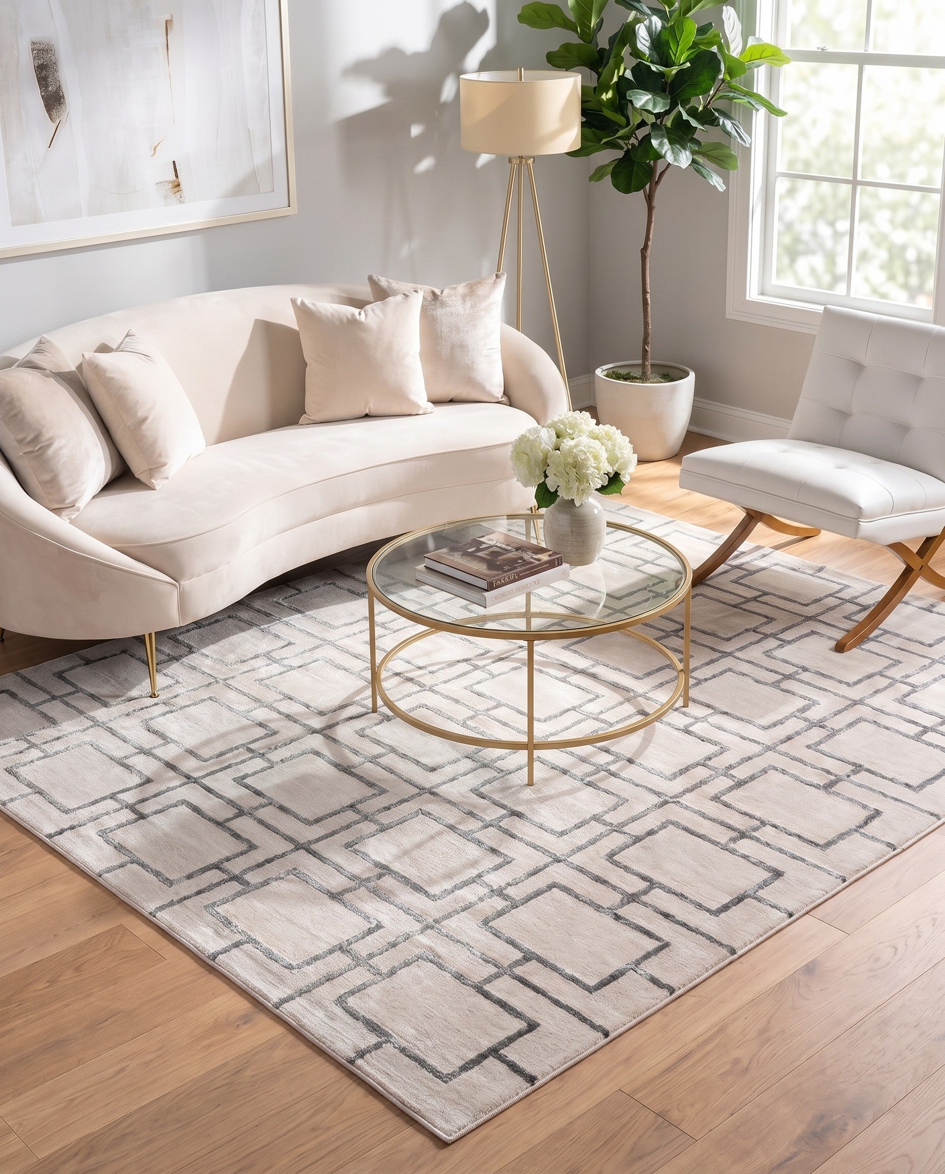 White Silver Marilyn Monroe™ Glam Deco Square Rug