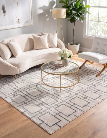 White Silver Marilyn Monroe™ Glam Deco Square Rug