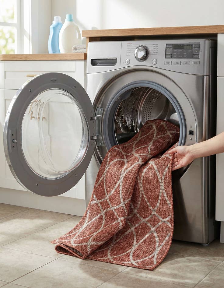 Detail image of 2' x 6'  Washable Trellis Indoor / Outdoor Runner Rug