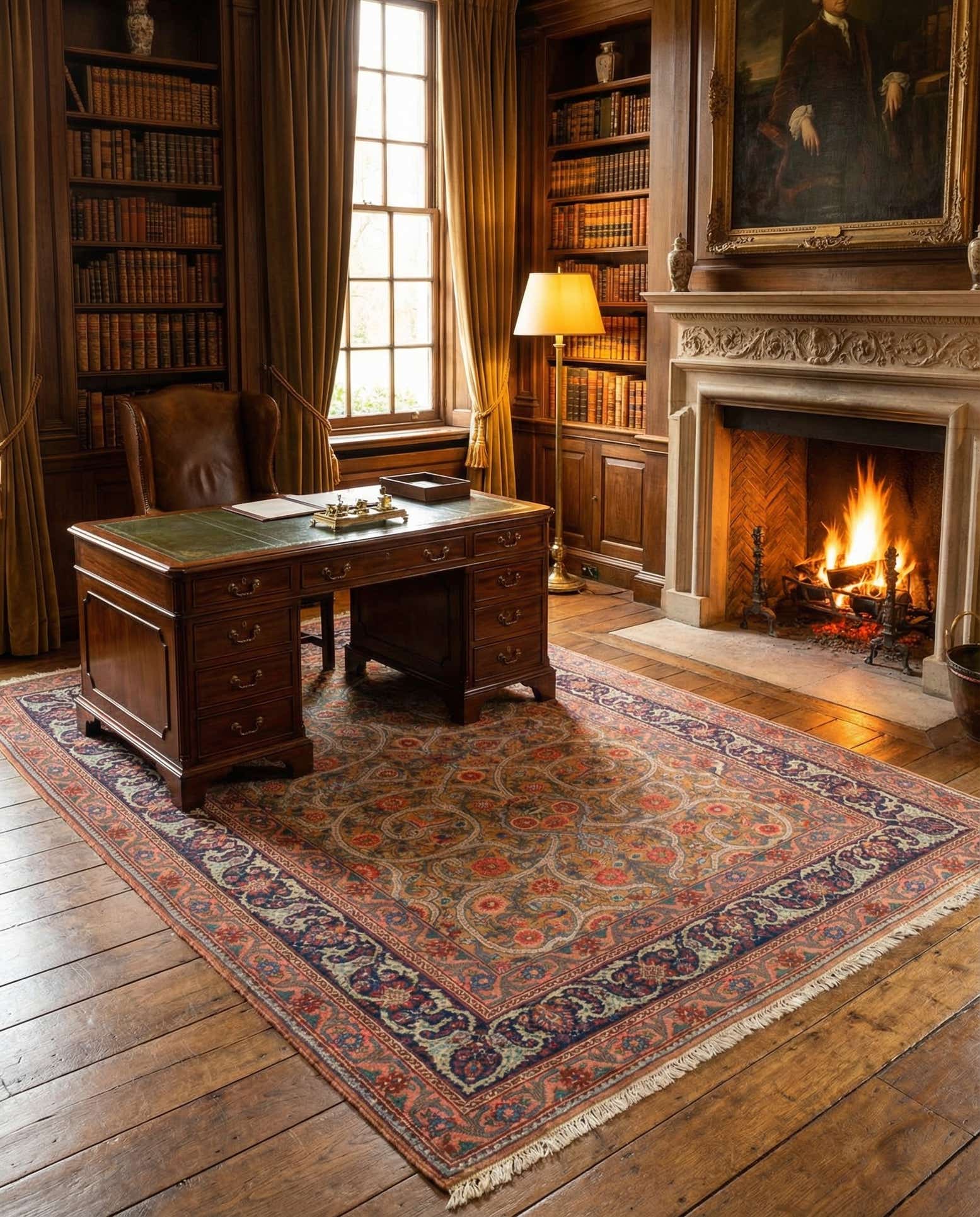 4' 9 x 6' 7 Hand Knotted Mashad Persian Wool Rug