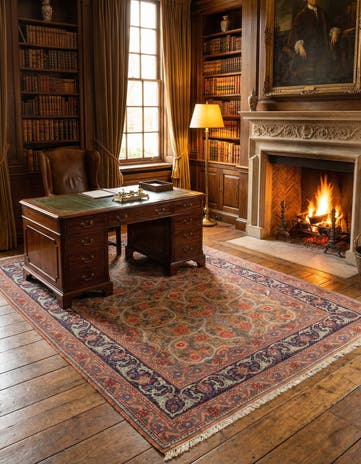 4' 9 x 6' 7 Hand Knotted Mashad Persian Wool Rug