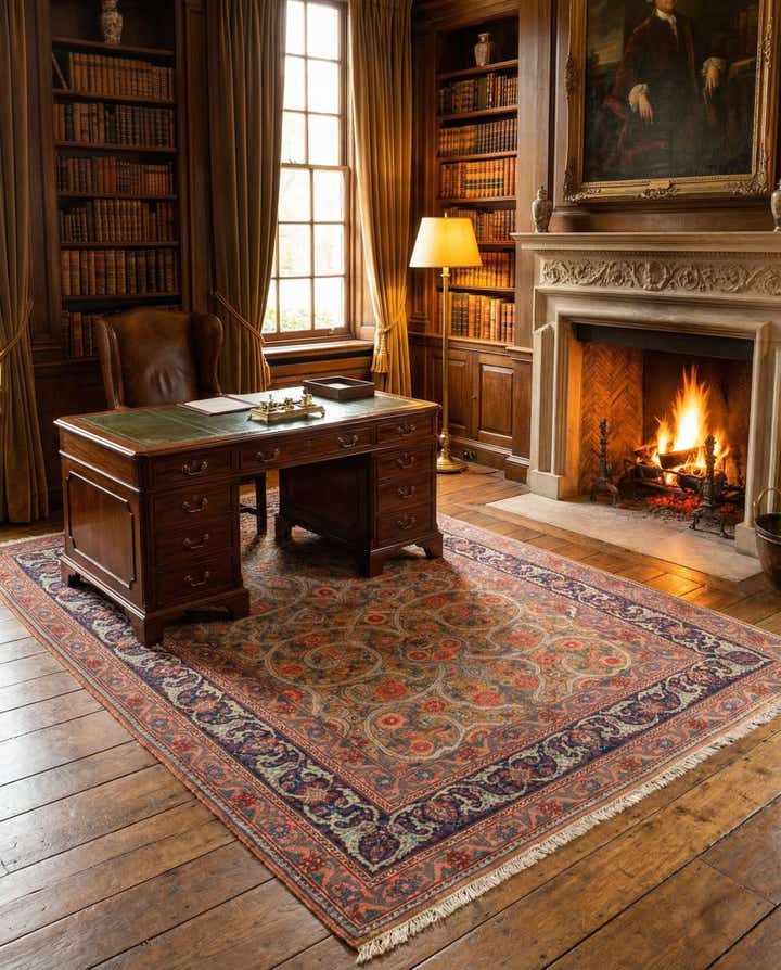 4' 9 x 6' 7 Hand Knotted Mashad Persian Wool Rug