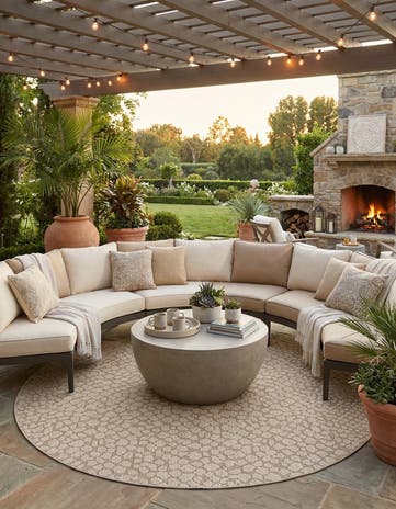 7' 10 x 7' 10 Easy-Clean Safari Indoor / Outdoor Round Rug