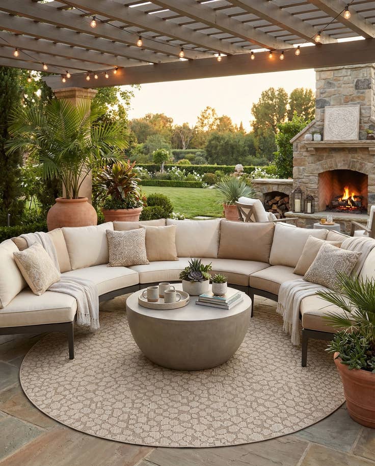 Detail image of 7' 10 x 7' 10 Easy-Clean Safari Indoor / Outdoor Round Rug