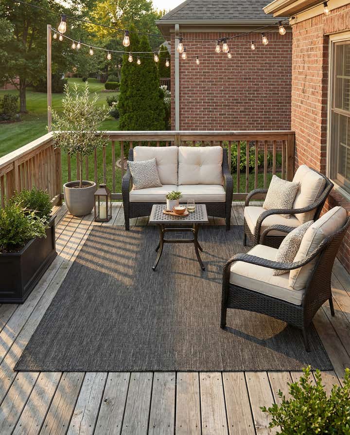 6' x 9' Easy-Clean Solid Indoor / Outdoor Rug