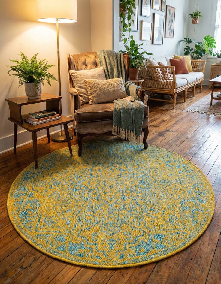 Detail image of 3' x 3'  Washable Jill Zarin Dubai Indoor / Outdoor Round Rug