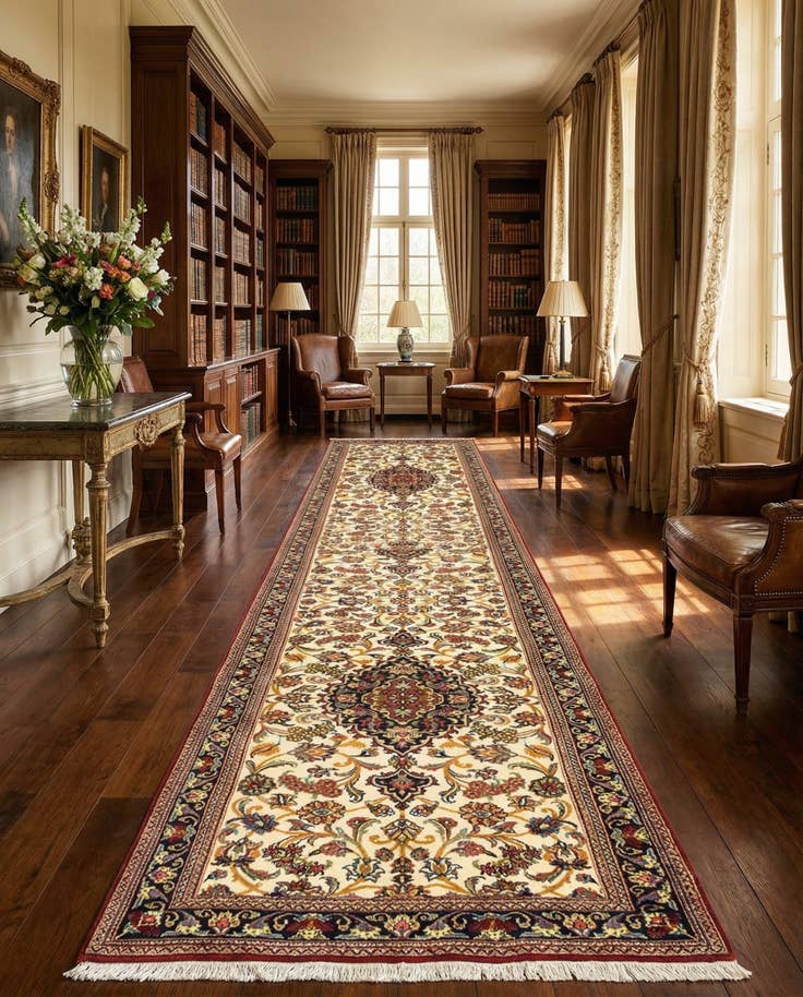 Detail image of 2' 10 x 14' 2 Hand Knotted Qom Persian Runner Rug