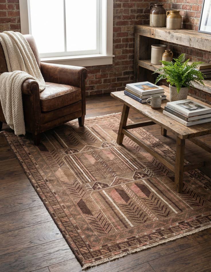 Detail image of 3' 7 x 6' 3  Hand Knotted Ultra Vintage Persian Wool Rug