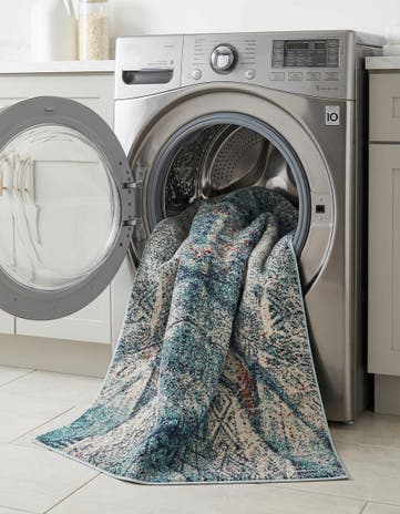 Blue Washable Carnevale Rug