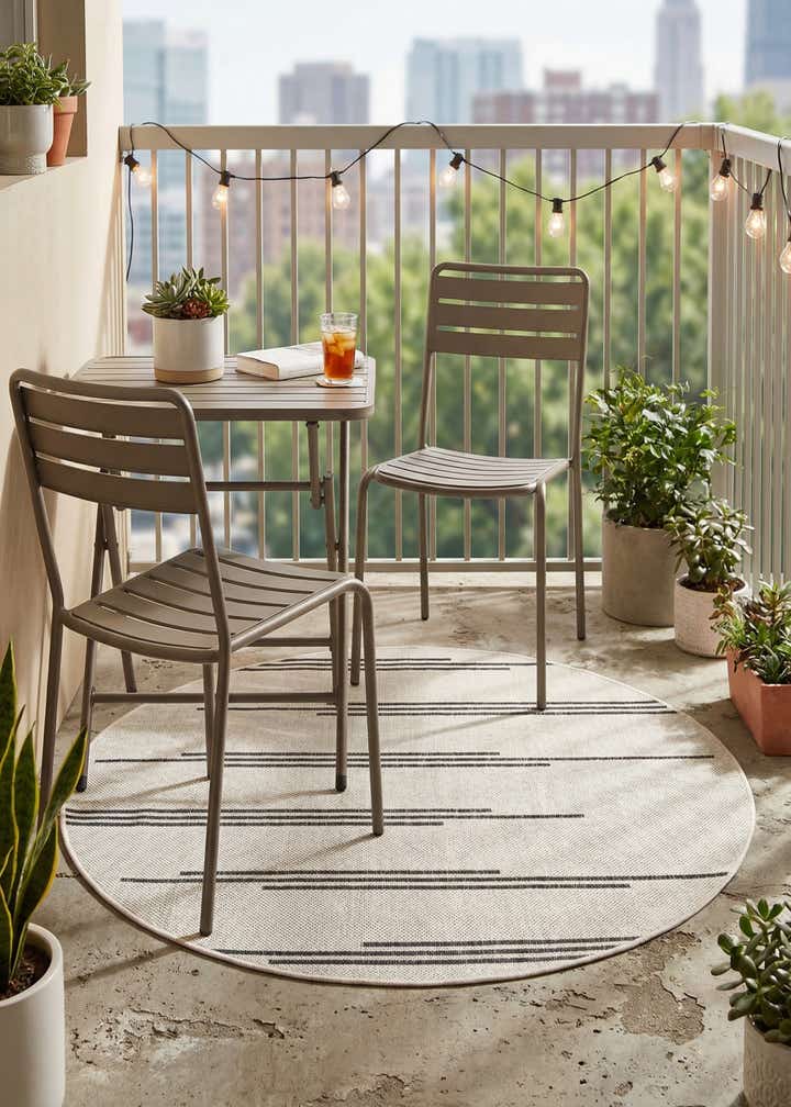 3' x 3' Easy-Clean Modern Indoor / Outdoor Round Rug