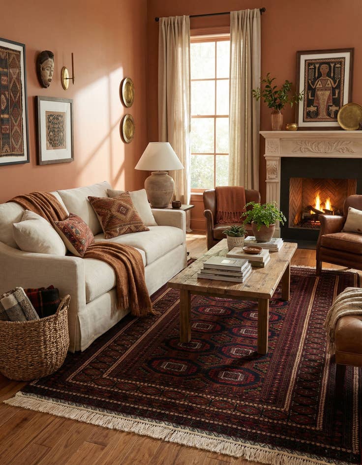 Detail image of 4' x 6' 1  Hand Knotted Afghan Mouri Oriental Wool Rug