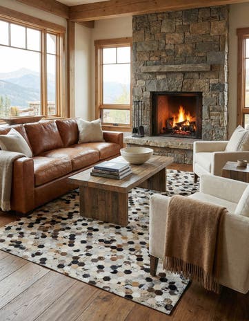 5' 2 x 8' Cowhide Leather Rug