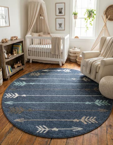 Navy Blue Equinox Round Rug