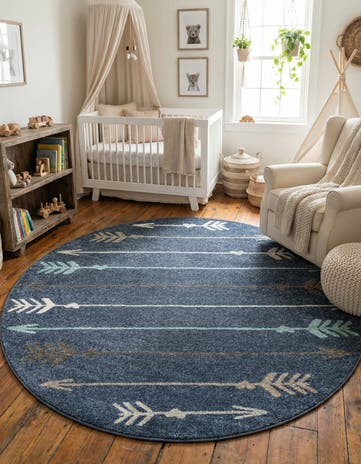 Navy Blue Equinox Round Rug