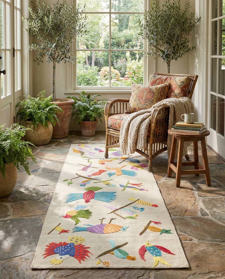 Detail image of 2' 7 x 7' 6 Hand Woven Kilim Suzani Wool Runner Rug
