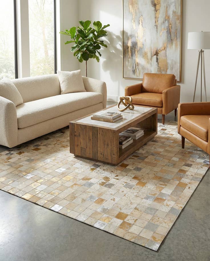 Detail image of 7' 11 x 9' 10 Cowhide - Patchwork Rug