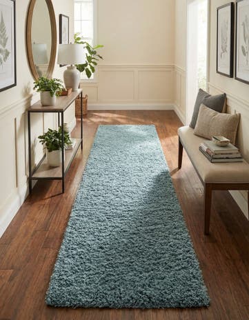 2' 7 x 13' Solid Shag Runner Rug