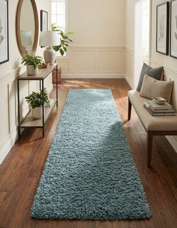 2' 7 x 13' Solid Shag Runner Rug